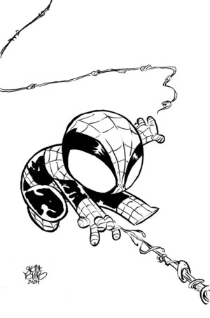 [Amazing Spider-Man (series 6) No. 51 (Cover K - Skottie Young Big Marvel B&W Full Art Incentive)]