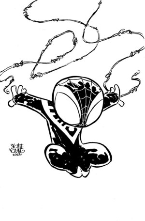 [Miles Morales: Spider-Man (series 2) No. 21 (Cover J - Skottie Young Big Marvel B&W Full Art Incentive)]