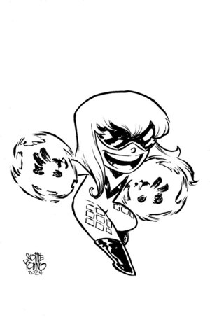 [Jackpot and Black Cat No. 4 (Cover J - Skottie Young Big Marvel B&W Full Art Incentive)]