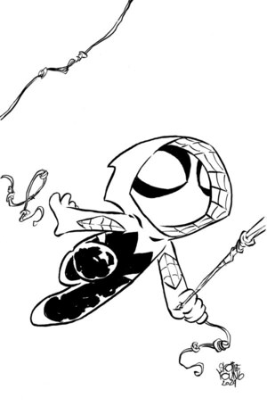 [Spider-Gwen: Ghost-Spider (series 2) No. 3 (Cover K - Skottie Young B&W Full Art Big Marvel Incentive)]