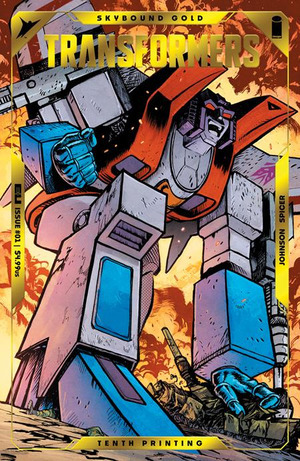 [Transformers (series 4) #1 (10th printing, Cover B - Daniel Warren Johnson & Mike Spicer Starscream Gold Foil Emboss Var)]