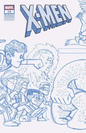 [X-Men (series 7) No. 15 (Cover J - Marvel Universe Blue Line Sketch Incentive)]