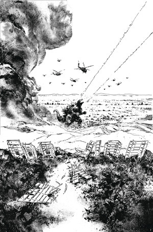[Godzilla vs. America - Los Angeles #1 (Cover C - Gabriel Hardman B&W Incentive)]