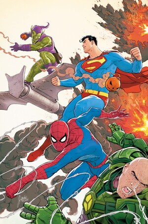 [DC MARVEL SUPERMAN SPIDER-MAN #1 (ONE SHOT) CVR J MIKEL JANIN SUPERMAN & SPIDER-MAN VS LEX LUTHOR & GREEN GOBLIN CARD STOCK VAR]