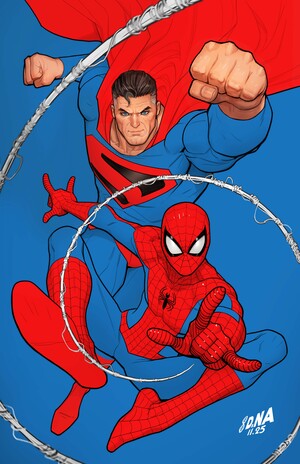 [DC MARVEL SUPERMAN SPIDER-MAN #1 (ONE SHOT) CVR Q DAVID NAKAYAMA KINGDOM COME SUPERMAN & SPIDER-MAN CARD STOCK VAR]