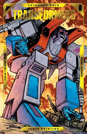 [TRANSFORMERS #1 Tenth Printing CVR B Daniel Warren Johnson & Mike Spicer Starscream Gold Foil Emboss Var]