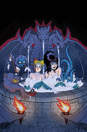 [HARLEY QUINN X ELVIRA #4 CVR F AMANDA CONNER HOT TUB METAL VIRGIN VAR]