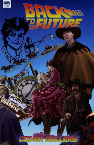 [DF BACK TO THE FUTURE COVER GALLERY #1 SIGNED AND REMARKED WITH BTTF CHARACTER HEAD SKETCH]