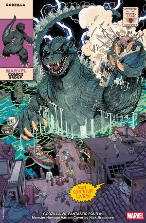 [GODZILLA VS FANTASTIC FOUR #1 CVR D BRADSHAW MONSTER HOMAGE VAR]