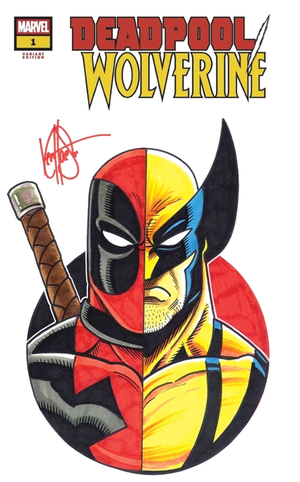 [DF DEADPOOL WOLVERINE #1 BLANK VAR CVR ART HAESER SGN & REMA]