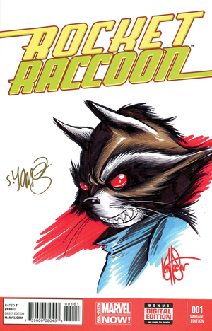 [DF ROCKET RACCOON #1 BLANK VAR YOUNG SGN & REMARKED HAESER]