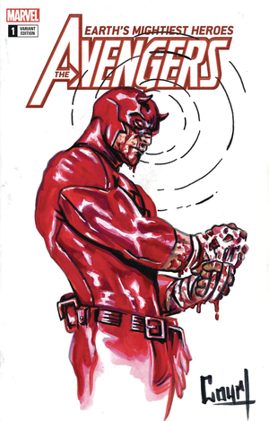 [DF MARVEL CVR ART COURT SGN & REMARKED DAREDEVIL SKETCH]